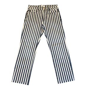 Kensie Jeans The Allie High Rise Slim Straight Blue White Striped Jeans Size 6